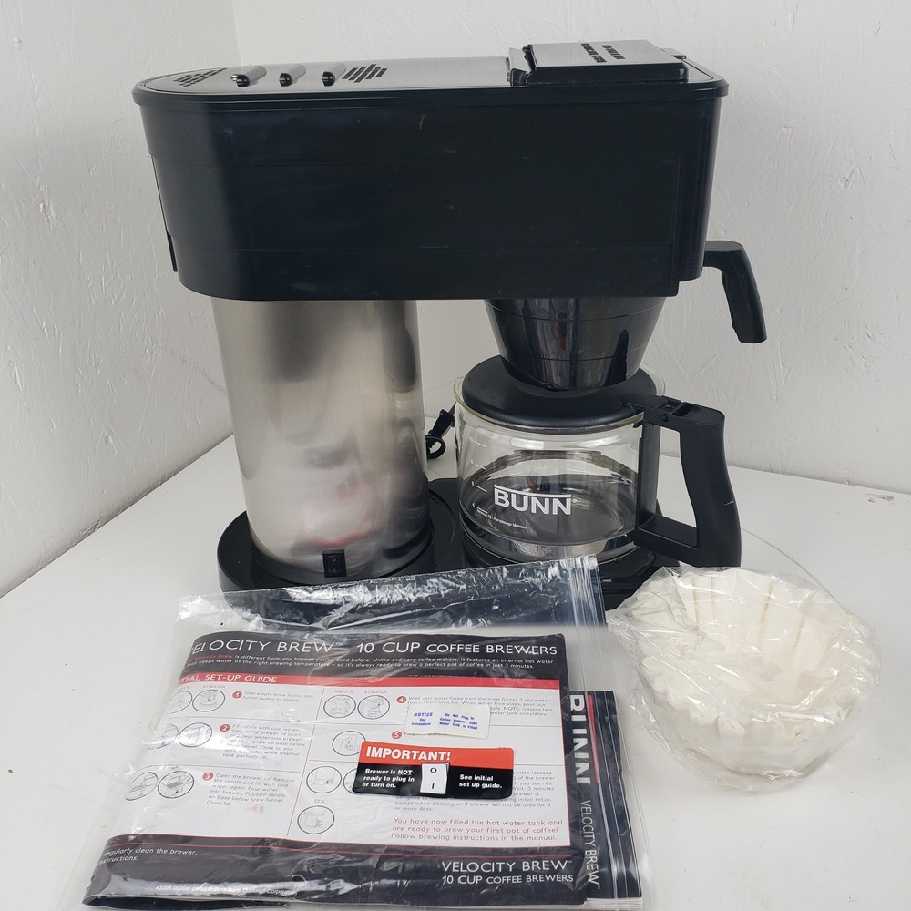 Bunn Velocity Brew 10 Cup Coffee Maker Black Stainless BX B10 Glass Carafe